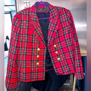 Embassy Row Red Plaid Double-Breasted Blazer